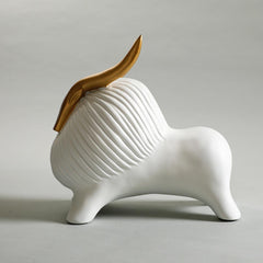 Yak Sculpture - White/Gold