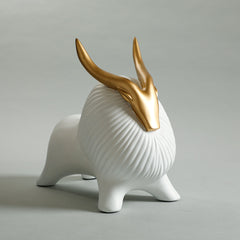 Yak Sculpture - White/Gold