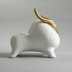 Yak Sculpture - White/Gold