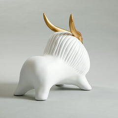 Yak Sculpture - White/Gold