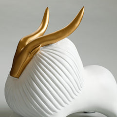 Yak Sculpture - White/Gold