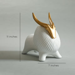 Yak Sculpture - White/Gold