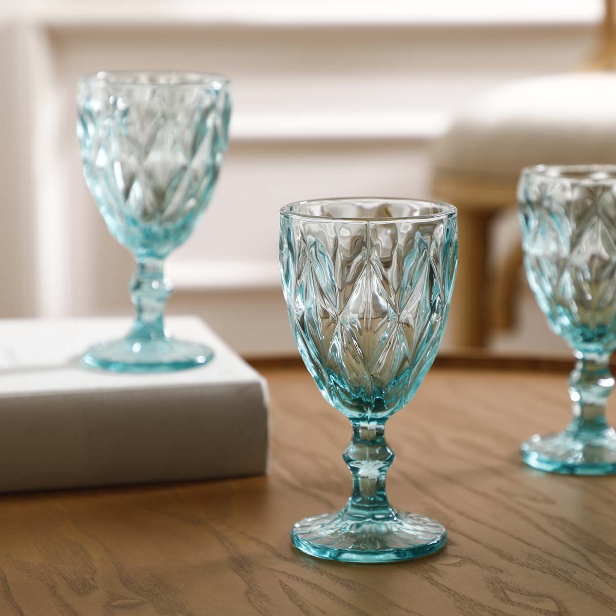 Jeniffer Light Blue Stem Glass Set Of 6