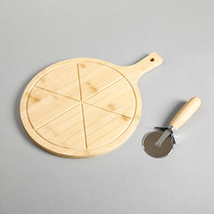 Zimri Bamboo Pizza Cutting Board With Knife