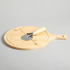 Zimri Bamboo Pizza Cutting Board With Knife