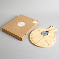 Zimri Bamboo Pizza Cutting Board With Knife