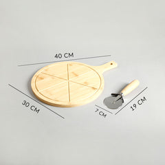 Zimri Bamboo Pizza Cutting Board With Knife