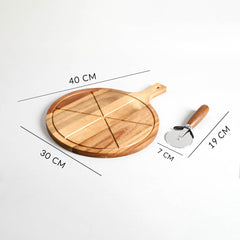 Crispin Wooden Pizza Board With Knife