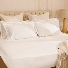 Catalan White Embroided Bedsheet Set