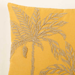 Shimmery Embroidered Yellow Cushion Cover