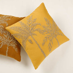 Shimmery Embroidered Yellow Cushion Cover