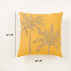 Shimmery Embroidered Yellow Cushion Cover