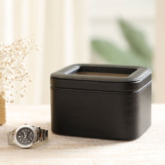 Amara Black 2 Slot Leather Watch Box