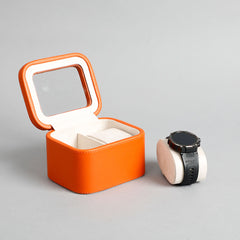 Amara Orange 2 Slot Leather Watch Box