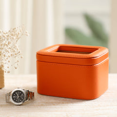 Amara Orange 2 Slot Leather Watch Box