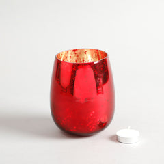 Agatha Red Antique Silver Glass Votive