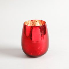 Agatha Red Antique Silver Glass Votive