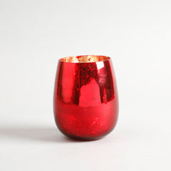 Agatha Red Antique Silver Glass Votive