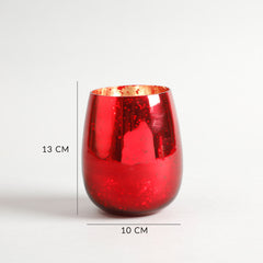 Agatha Red Antique Silver Glass Votive