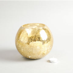 Cruz Gold Round Shiny Glass Votive