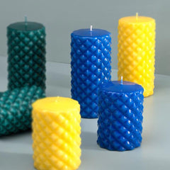 Spikes Pillar Candle Blue Small