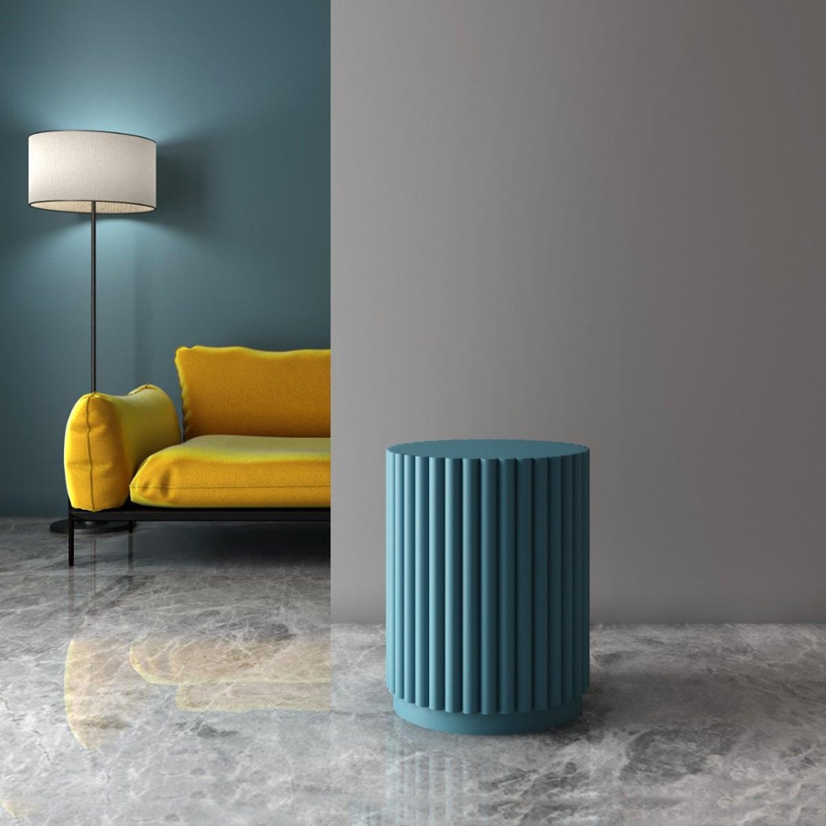 Roderick Ribbed Side Stool Blue