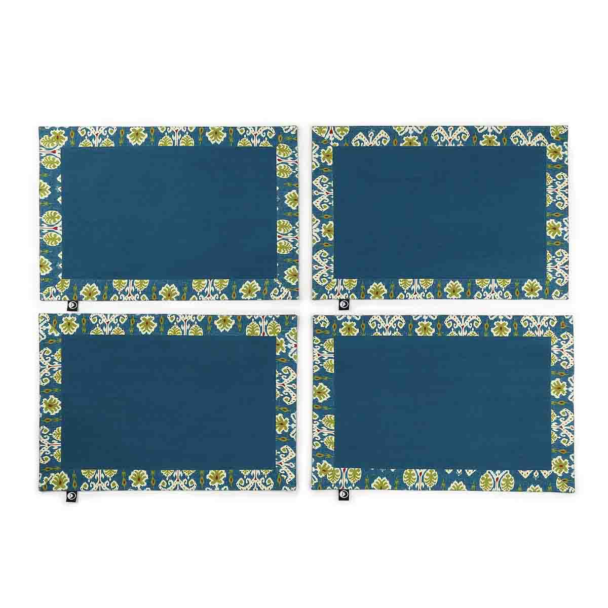 Blue Embossed Printed Placemat Set of 4