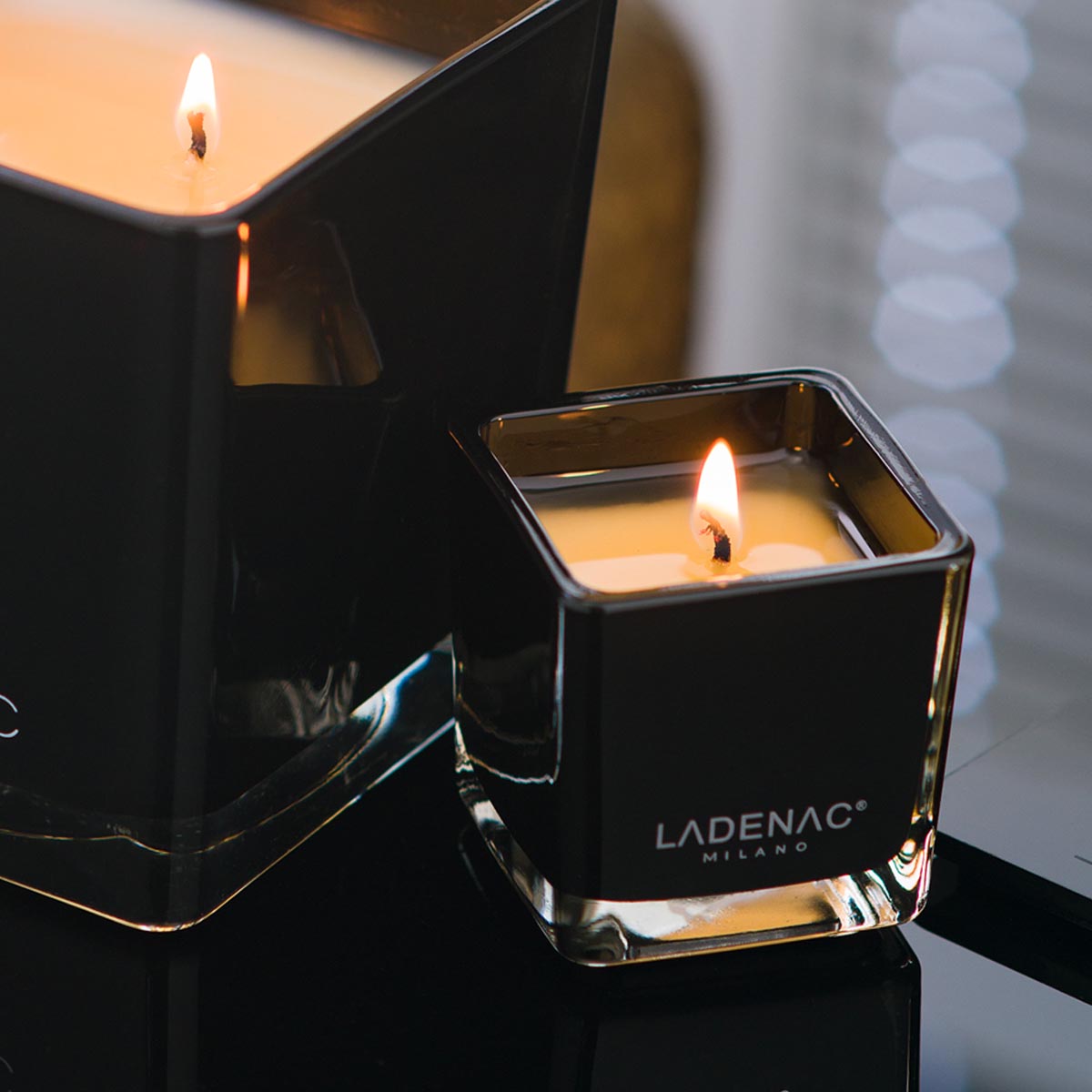 Ladenac Minimal Floral Hesperide Black Square Jar Candle Small