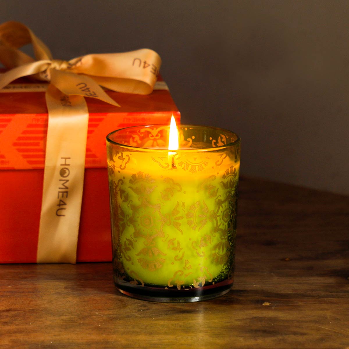 Nitya Glass Candle Green Set of 2